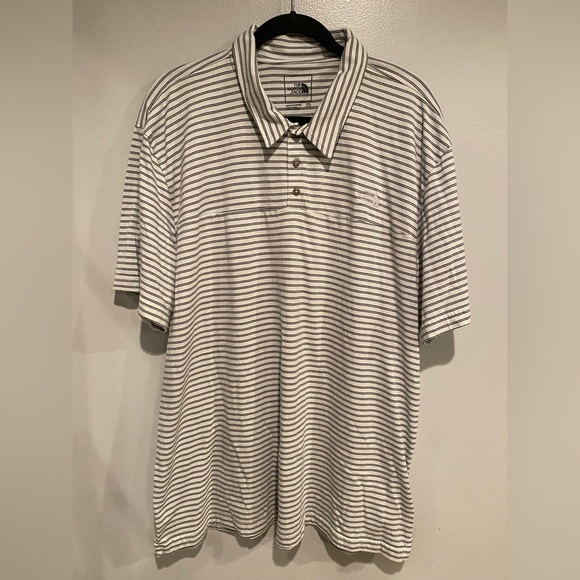 The North Face Polo Shirt Mens XXL Black White Striped Casual Short Sleeve - Picture 2 of 8